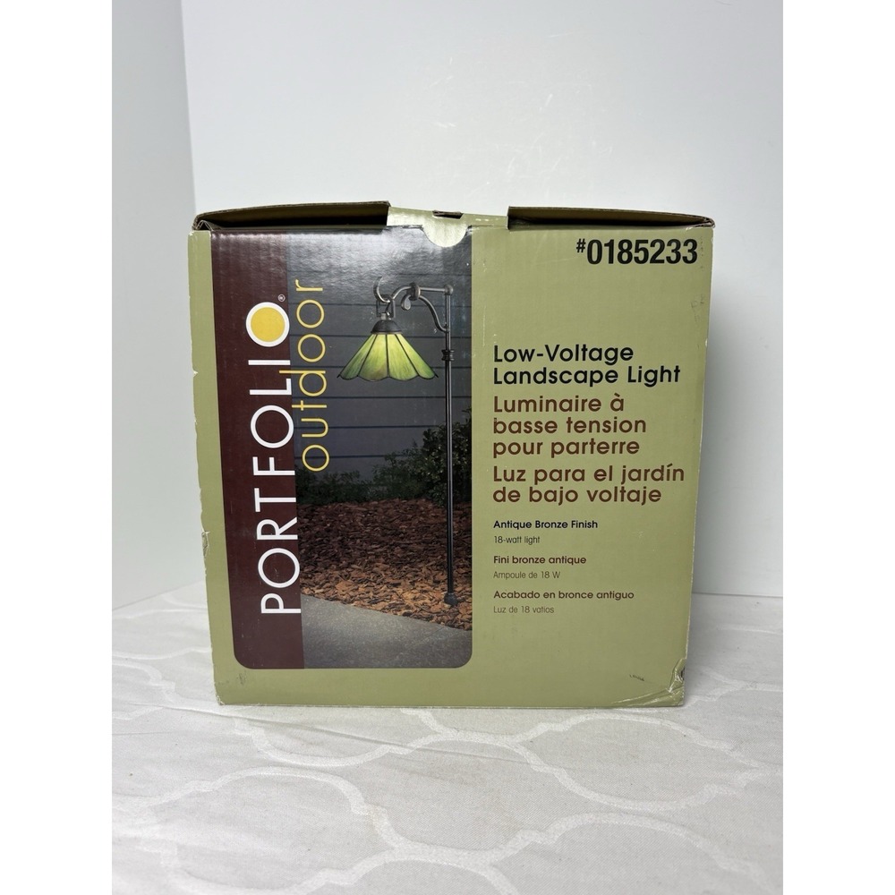 Portfolio Outdoor Landscape Light Green Stained Glass Antique Bronze Discontinue